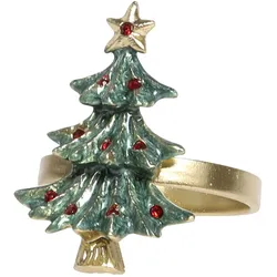 Chic Antique Serviettenring mit Weihnachtsbaum, H5,5/L4,5/B5 cm, messing