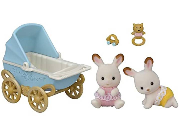 Sylvanian Families - 5432 - chocoladehazen tweelingen met kinderwagen NIEUW