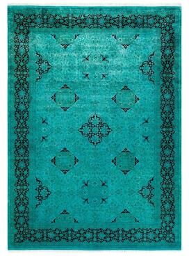 Overton "Fine Vibrance, One-of-a-Kind Hand-Knotted Area Rug - Green, 6' 1"" x 9' 0"" - 6' 1"" x 9' 0"""