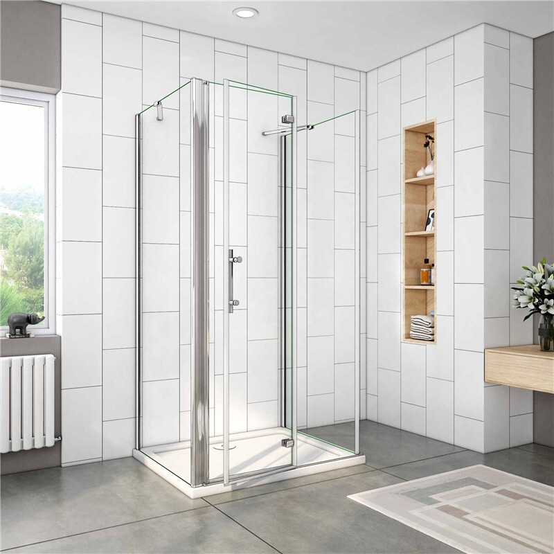 U-Duschkabine Falttür 70x195cm U-FORM Duschkabine Drehtür Duschabtrennung mit 80x80x195cm Seitenwand