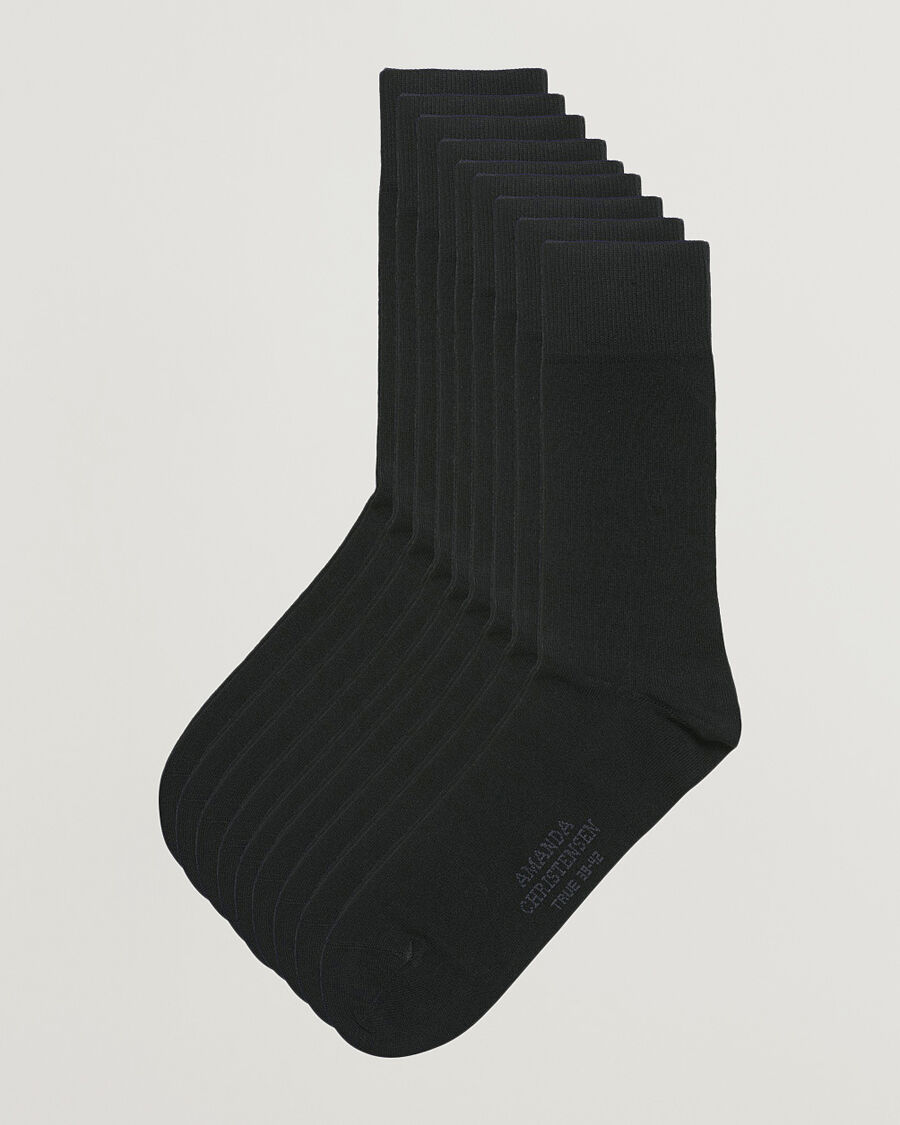 Amanda Christensen 9-Pack True Cotton Socks Black men One size Sort