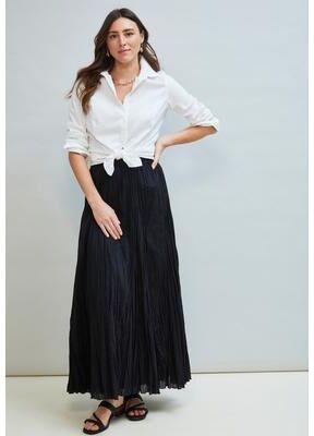 Plus Size Women's Flowing Crinkled Maxi Skirt by Jessica London in Black (Size 34)