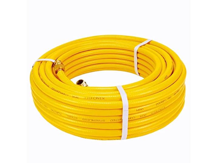 Kinchoix Erdgasleitung, Gasschlauch-Set für Bauheizungen, NG-Gerät, Propan-Ausrüstung mit 2 männlichen Armaturen, 21,3 m, 1,27 cm