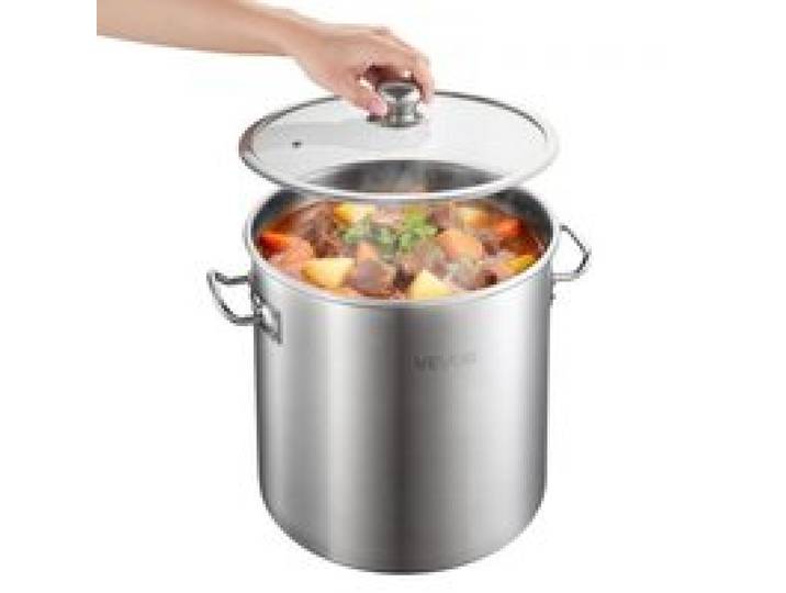 VEVOR Edelstahl Kochtopf 19,9 L Großer Suppentopf mit Glasdeckel Induktionsgeeignet Hochwertiger Nudeltopf PFOA-frei PFAS-frei für Gasherd Elektrokochfeld Ideal für Eintöpfe Pasta Familienportionen