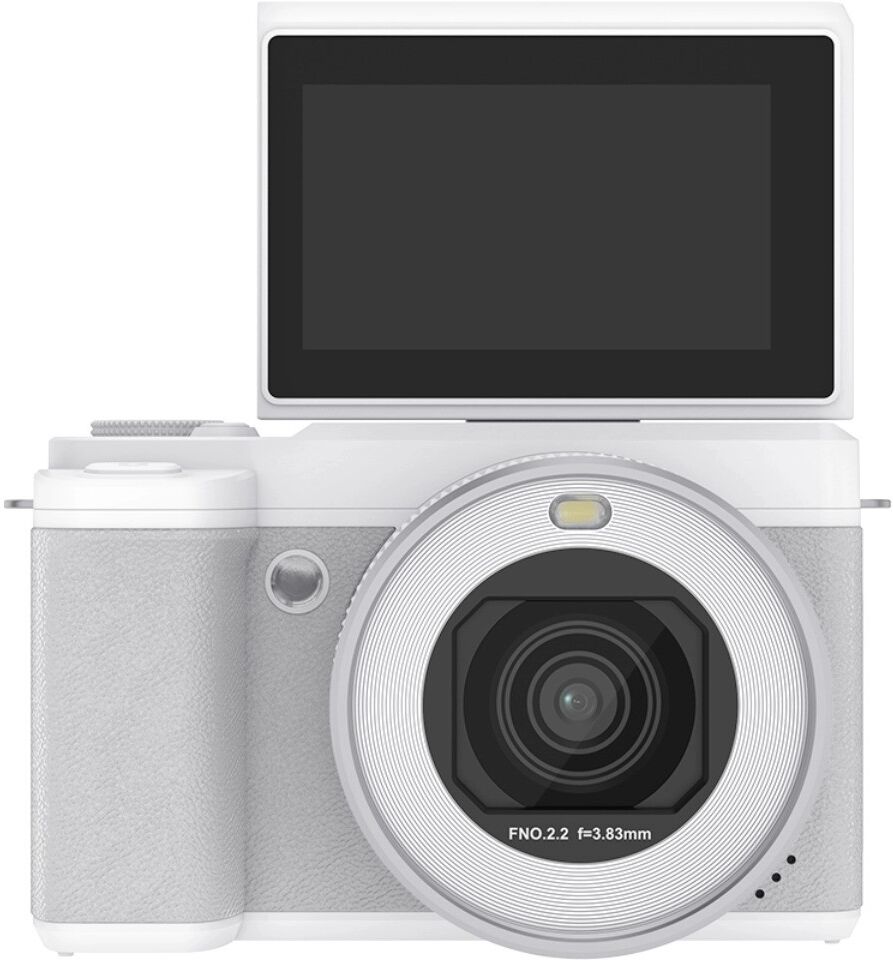 INF Klappbildschirm Dual-Objektiv Beauty Digitalkamera mit 180° Touchscreen, 80MP Fotos, 5K Video, 18x Zoom und WiFi Weiß