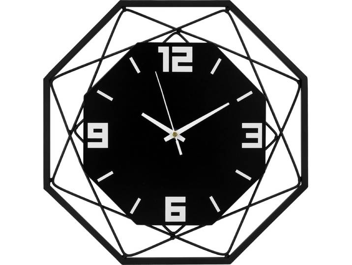 QUVIO Wandklok - Klok - Grote Wandklok - Muurklok - Keukenklokken - Badkamerklok - Voor binnen - Metaal - Zwart - 34\,5 cm