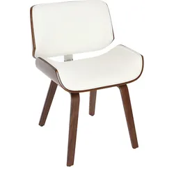 Design-Stuhl, weiß und dunkles Walnussholz RUBBENS
