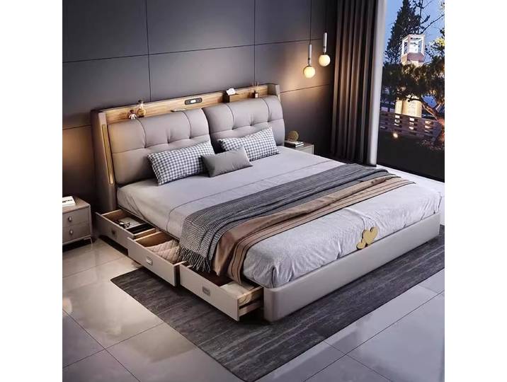 Lit de rangement avec tiroirs 2x2,2m, esthétique luxueuse, lit unique pour chambre à coucher, meubles de salon modernes, meubles de chambre à coucher, meubles de maison