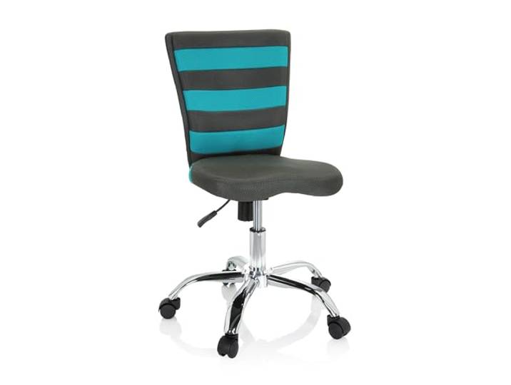 hjh OFFICE 661008 Kinder- und Jugenddrehstuhl KIDDY Comfort I Netzstoff Grau/Türkis Kinderschreibtischstuhl höhenverstellbar