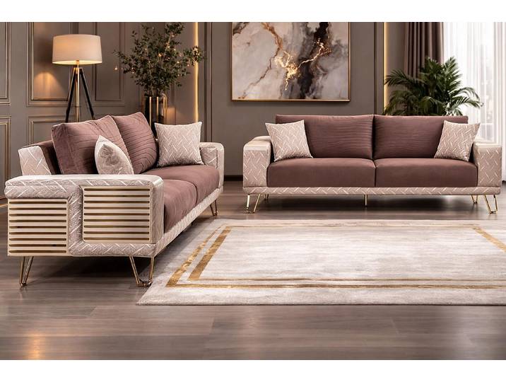 Xlmoebel 3-Sitzer Beige Designer 3-Sitzer Sofa im modernen Stil mit Polsterung, 3-Sitzer 2 Teile, Made in Europa
