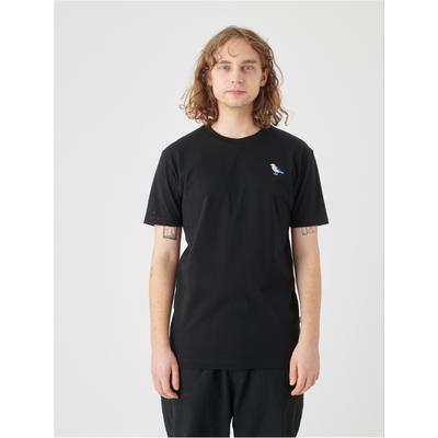 T-Shirt CLEPTOMANICX "Embro Gull", Herren, Gr. S, schwarz, 100% Baumwolle, bestickt, normal, Rundhals, Shirts T-Shirt, mit Gull-Stickerei