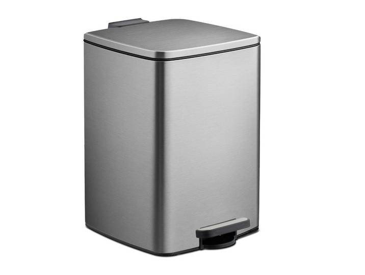Relaxdays Mülleimer Silber 20 l Treteimer Soft Close, Silberfarben, Metall, Kunststoff, Rechteckig, 28x40x34 cm, Haushalt & Reinigung, Reinigung, Mülleimer & Abfallsammler