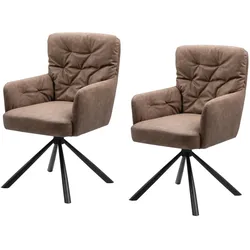 STUHL 2er-Set braun Leder-Optik, Esszimmerstuhl drehbar