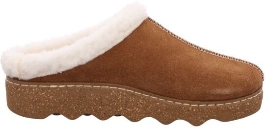 Pantoffel ROHDE "Foggia-D", Damen, Gr. 38, Lammwolle, braun, Veloursleder, Schuhe Pantoffel, Hausschuh, Clog mit herausnehmbarer Innensohle aus Lammwolle braun 38, Lammwolle