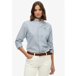 Superdry für Damen. W4010565A Schmal geschnittenes Oxford-Hemd blau (M), Lässig, Baumwolle, Langarm