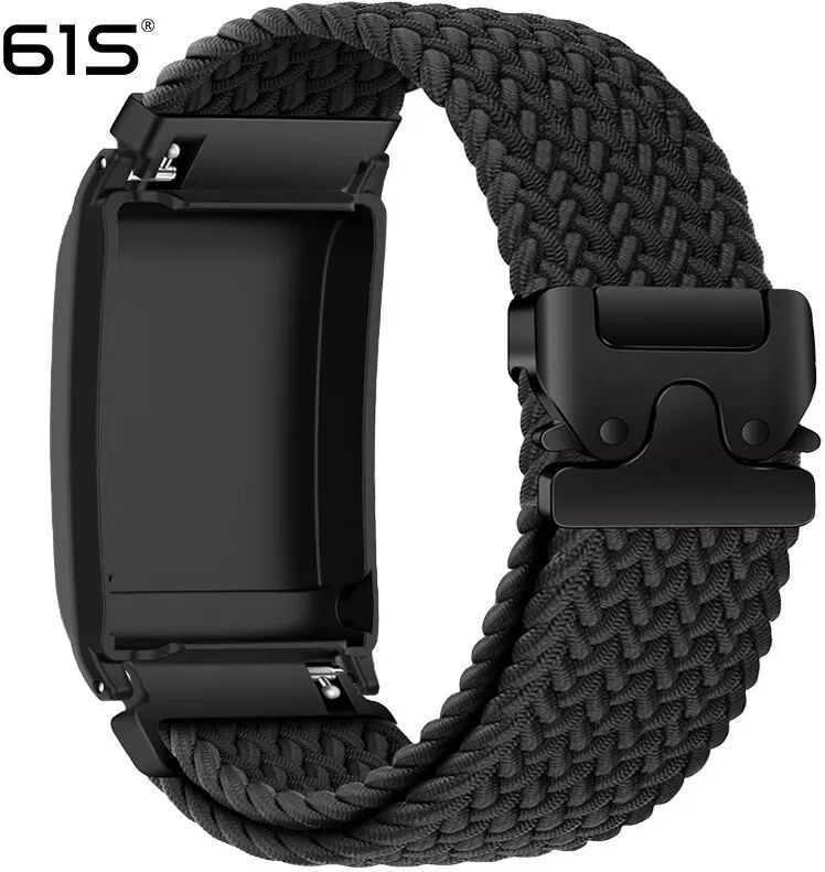INF LifeOne Elastisches geflochtenes Fallschirm-Schnallenarmband kompatibel mit WHOOP Smart Bracelet - Atmungsaktiv & Bequem Schwarz