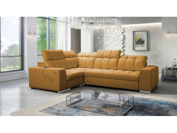 Best for Home Ecksofa KATTY II mit Schlaffunktion und Bettzeugbehältern, Ecksofa mit Schlaffunktion 3 Teile, Schlaffunktion