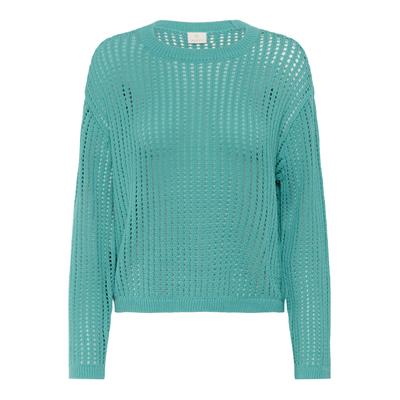 Strickpullover KAFFE "Damen Strickpullover KAsolar", Damen, Gr. XL, grün (teal), Obermaterial: 50% Baumwolle CO. 50% Polyacryl PAN., Pullover Strickpullover