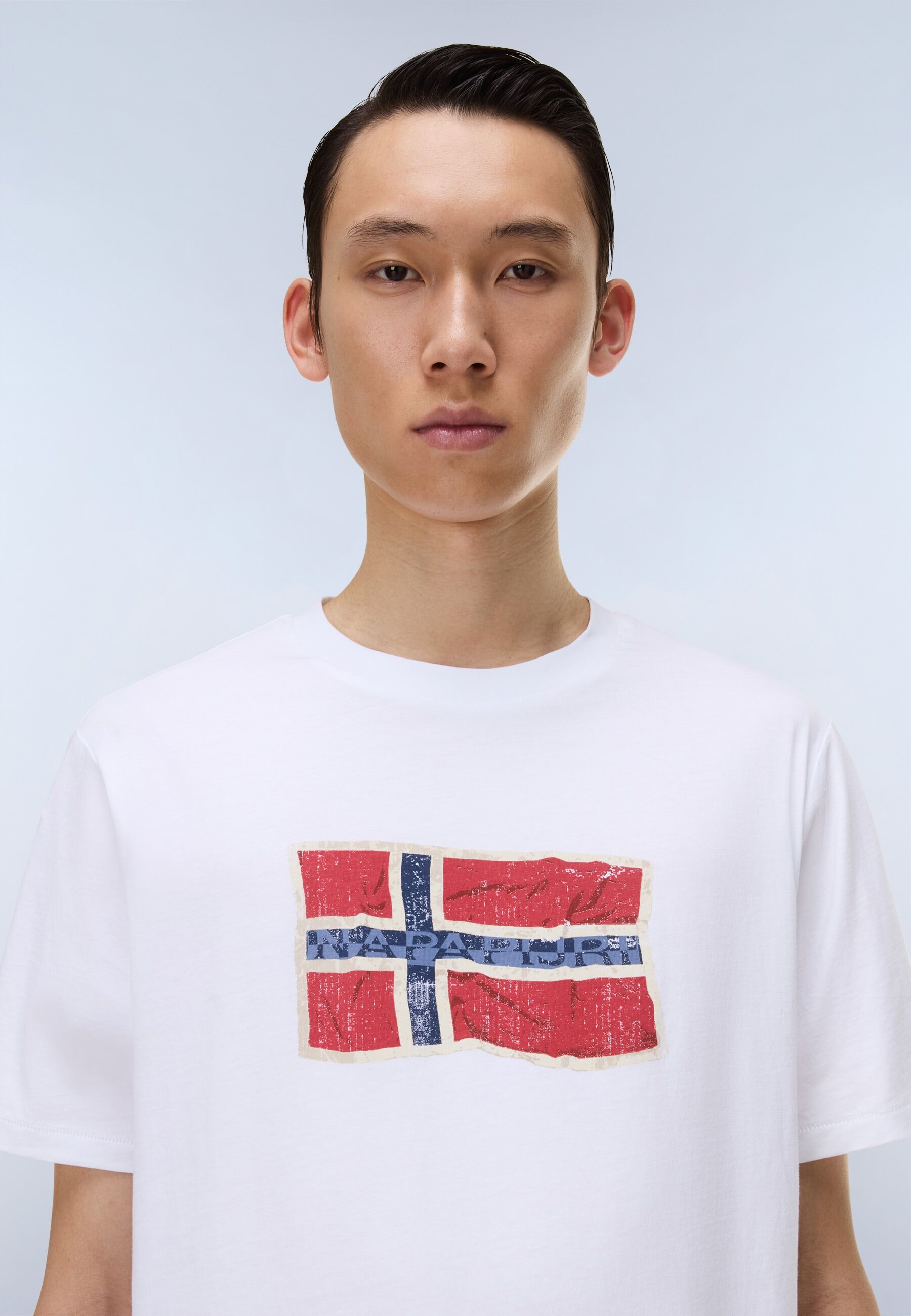 T-Shirt NAPAPIJRI, Herren, Gr. L, weiss (fancy fx1), Obermaterial: 100% Baumwolle, normal, Rundhals, Shirts T-Shirt, mit Rundhalsausschnitt, Kurzarm, aus Baumwolle, gerader Abschluss fancy fx1 L