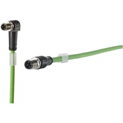 Metz 142M1D19010 M12 Netzwerkkabel, Patchkabel CAT 5e SF/FTP 1m Grün PUR-Mantel, Säurebest (F/FTP, CAT5e, 1 m), Netzwerkkabel