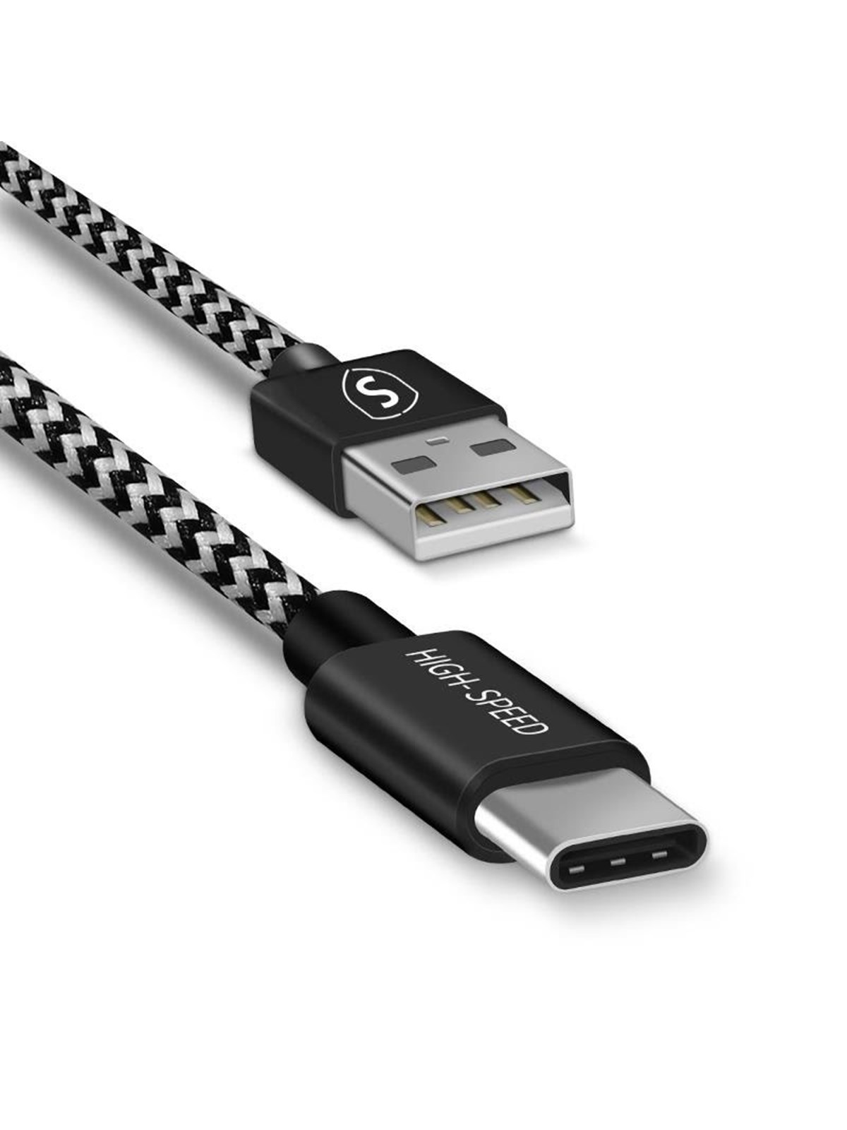 SiGN Skin USB-A to USB-C cable 2.1A - 2m - Black/White