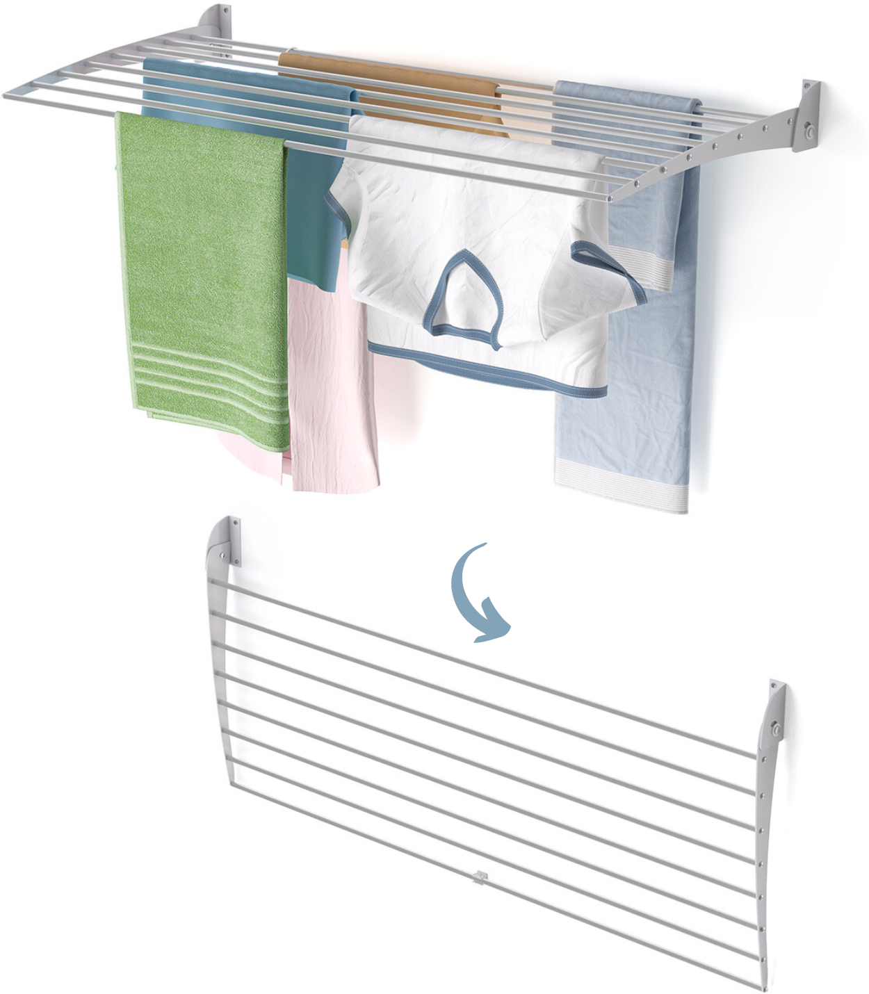 Foxydry Down 100 – Wall-Mounted Fold-Down Drying Rack, 9.6m (DOWN-120)
