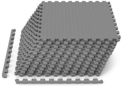 "Costway 12Tiles 1/2"" Puzzle Exercise Floor Mats-Gray"