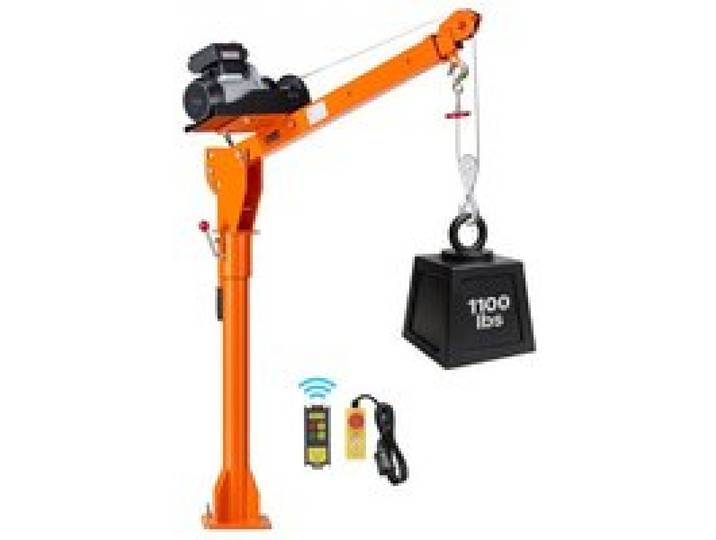 VEVOR Pickup Kran mit 499kg Tragkraft, Ladekran mit PA800 Elektrischer Seilwinde, Hebekran mit Verstellbarem Teleskopausleger 360° Drehkranz & Fernbedienung, Hebezeug für Bauindustrie Forstwirtschaft