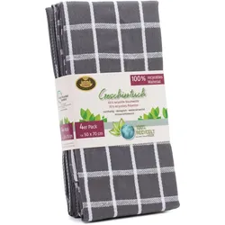 Gözze Geschirrtuch aus recycelter Faser mit Aufhängeschlaufe anthrazit 50x70 cm, 4er-Pack