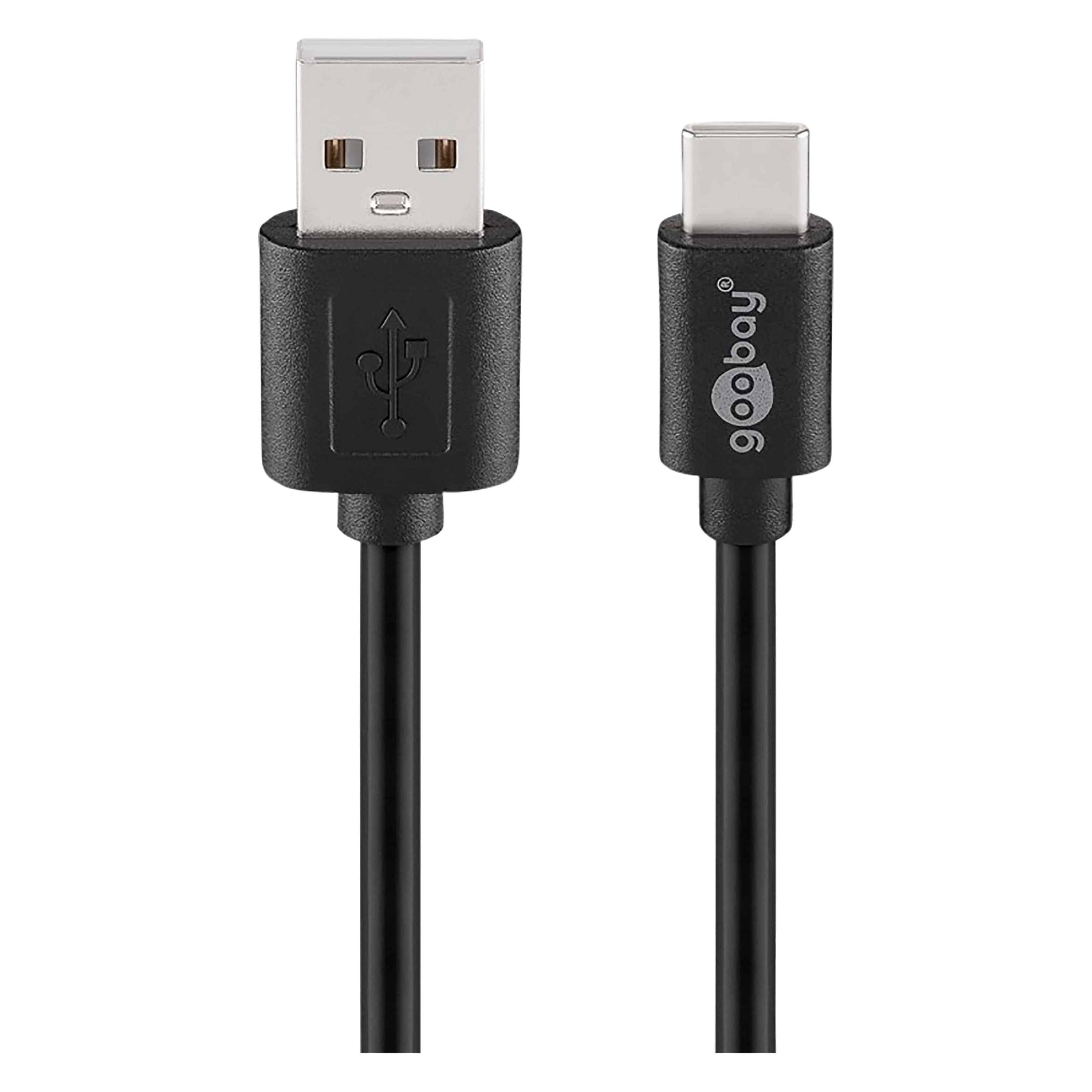 Goobay USB 2.0 Kabel USB-C auf USB A, schwarz, 3 m (3 m, USB 2.0) (55469)