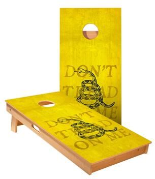 Skip's Garage Don't Tread On Me Yellow Cornhole Boards