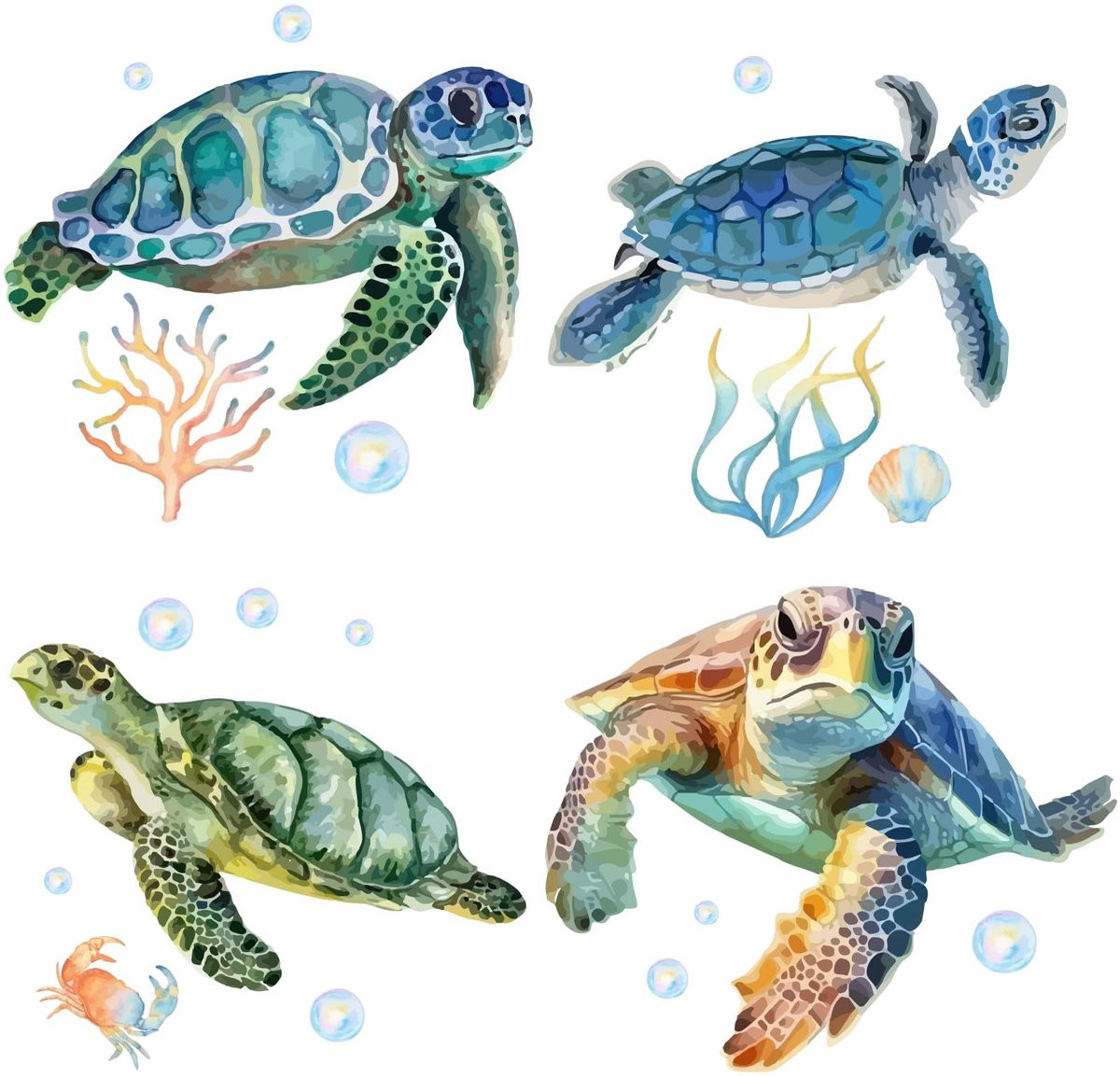 Waterdichte PVC raamstickers met zeeschildpadden voor badkamer, keuken en schuifdeuren