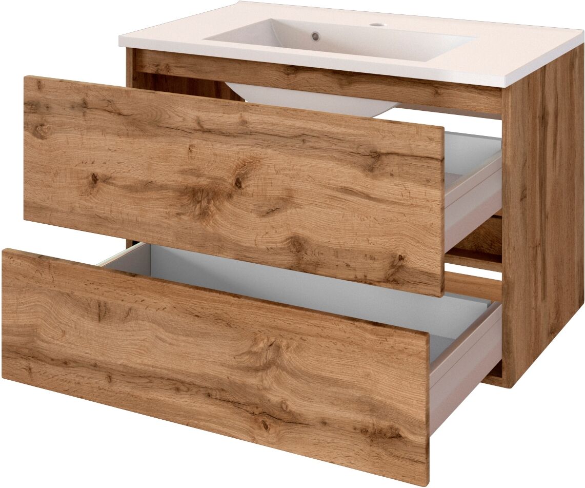 Waschtisch WELLTIME "Baabe", braun (eiche), B:80cm H:55cm, Waschtische, Waschtisch, Breite 80 cm eiche B/H/T: 80cm x 55cm