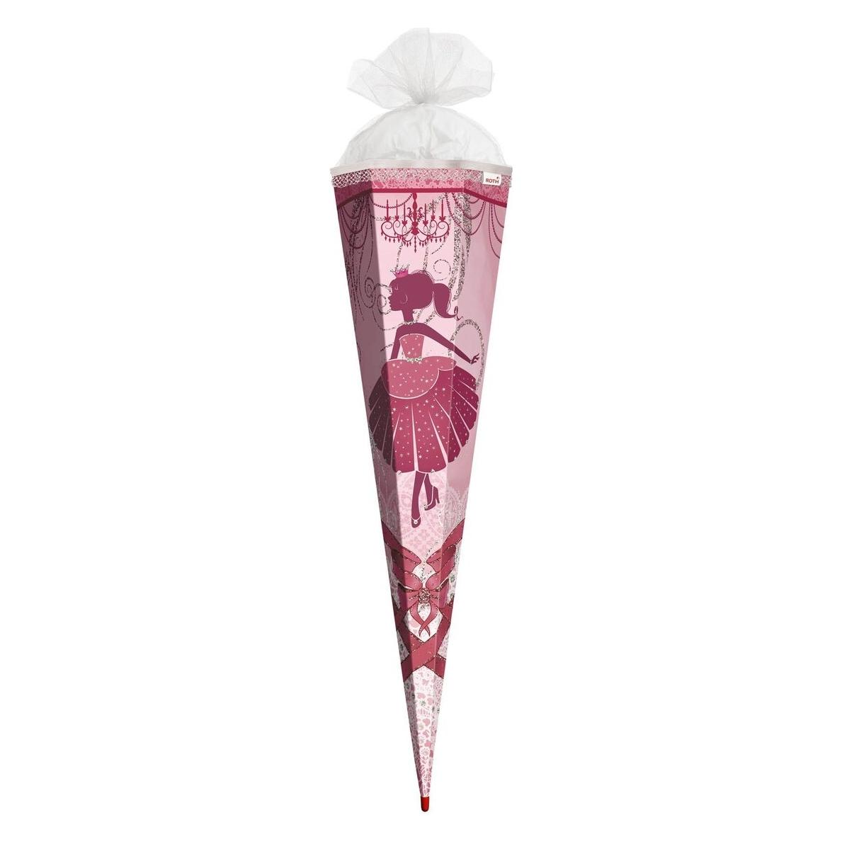 Roth Schultüte Ballerina Glitter eckig Tüllverschluss Rüschenborte 85cm (85 cm, 1x) (678885)