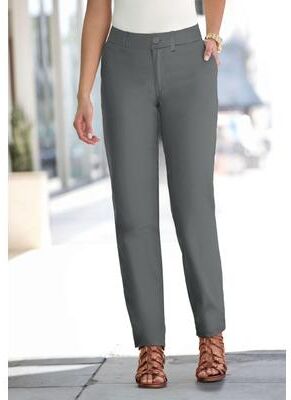 Plus Size Women's Stretch Cotton Chino Straight-Leg Pant by Jessica London in Slate (Size 14 P)