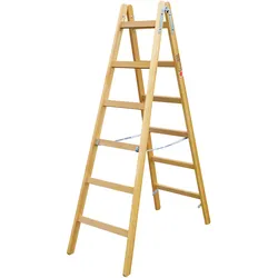 Iller Holz Stehleiter Classic mit Eimerhaken 2x8 Sprossen