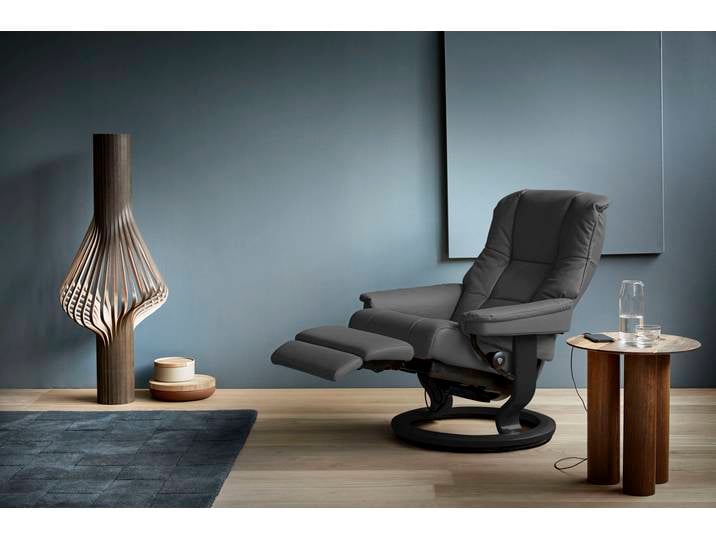 Relaxsessel, 79x101x77 cm, Leder BATICK & PALOMA, Grau, Elektrisch Verstellbar, Klassisch, Stressless