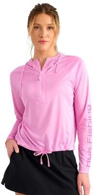 HUK Women's Pursuit Novelty Top (Size Medium) Bright Pink, Polyester