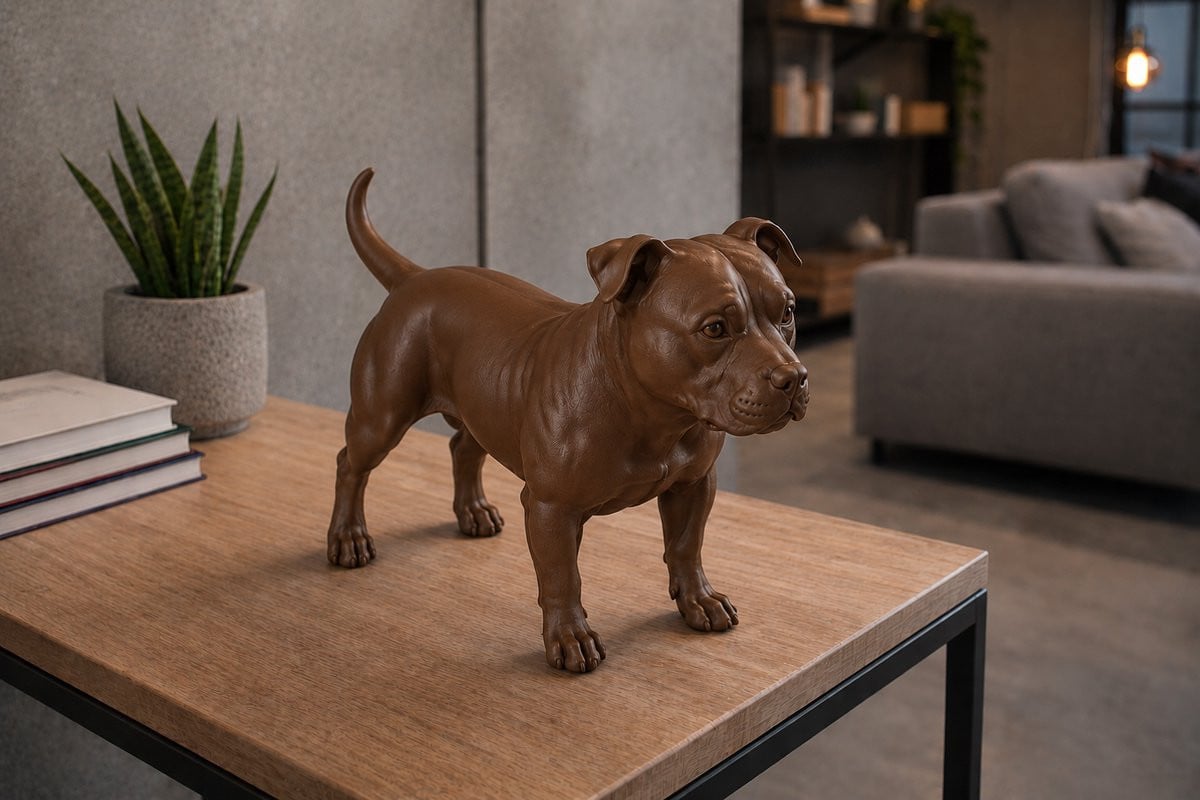 Decoratief American Staffordshire Terrier Hondenbeeldje - Bruin - 3D geprint