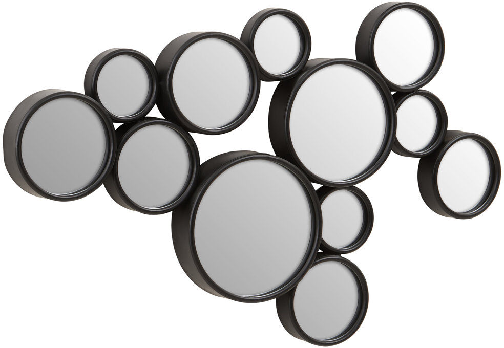 Brayden Studio Metal Round Mirror Black 47cm H X 67cm W X 6cm D