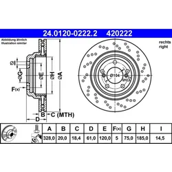 Bremsscheibe ATE 24.0120-0222.2 für BMW 3er Z4 Roadster