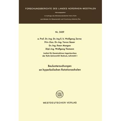 Beuluntersuchungen an hyperbolischen Rotationsschalen, Taschenbuch von , VS Verlag für Sozialwissenschaften, 978-3-531-02439-4