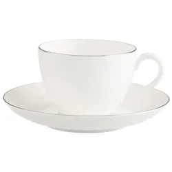 KAFFEETASSE MIT UNTERTASSE Anmut Platinum No.1 weiß 150 ml