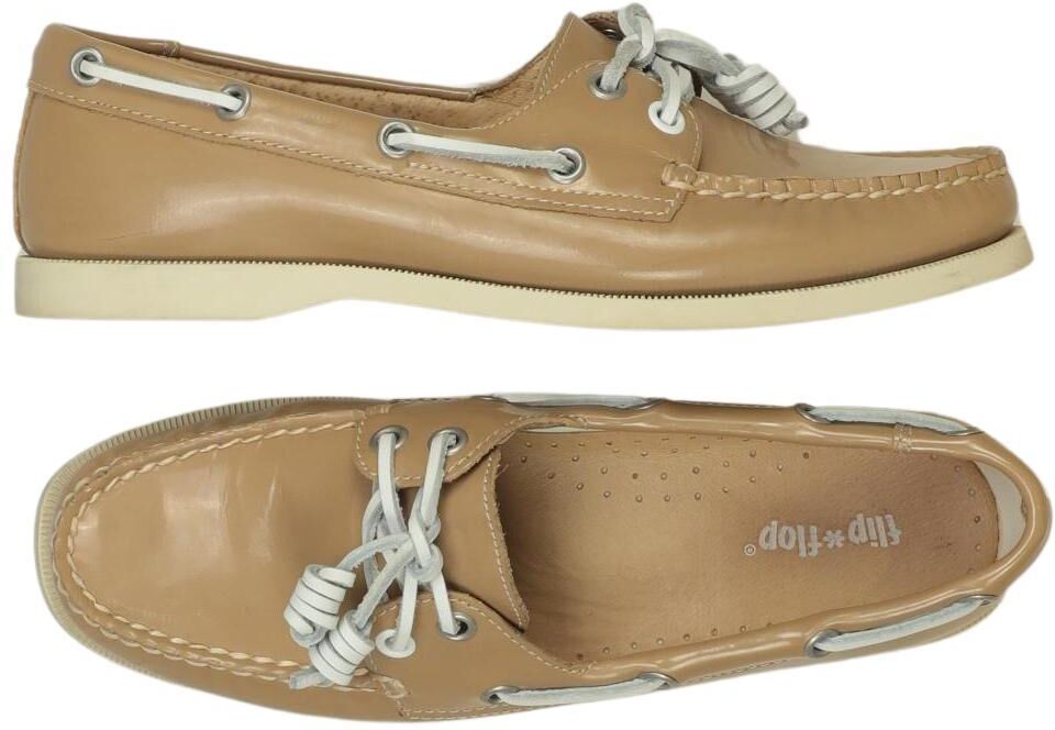 flip*flop Damen Halbschuh, Beige, Gr. EU 37, Leder - Second Hand