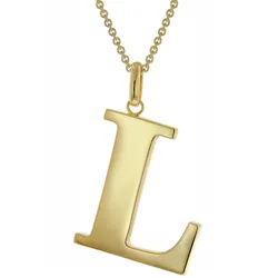 trendor 41790-L Halskette mit Großem Buchstaben L 925 Silber mit Goldauflage, 45 cm