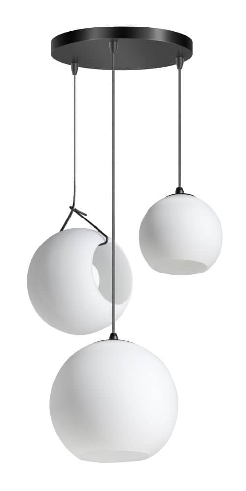 ETH 3-lichts vide hanglamp Orb Opal in zwart of wit