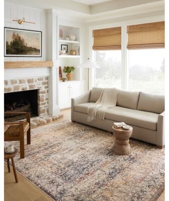 Alexander Home Anniki Distressed Medallion Traditional Area Rug with Micro Fringe