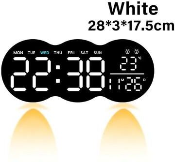 Uplift Essentials Large Digital LED Wall Clock With Ambient Aura white