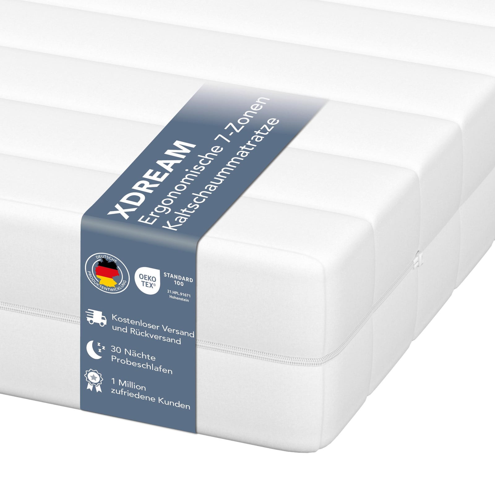 XDREAM Pure puntelastische koudschuimmatras voor volwassenen B/D/H: 100 x 200 x 11 cm