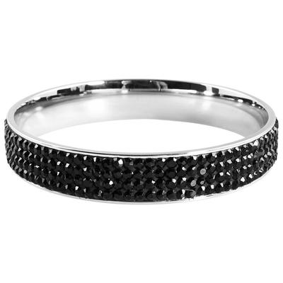 Armreif ADELIA´S "Armband – Armreif aus Edelstahl mit Zirkonia Ø 6,8 cm cm", schwarz (silber), Armbänder, Damen, 6,8cm, Edelstahl, Armreif, Ideal als Geschenk – dezent und elegant